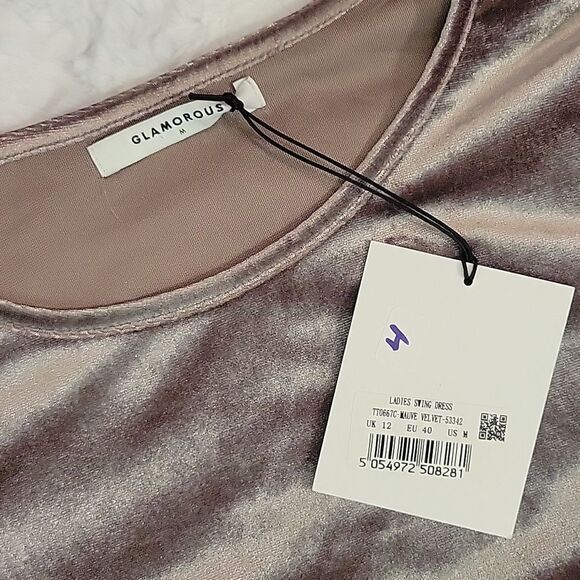 Glamorous Tan/Gray Velvet Swing Dress, Women's Medium, New With Tags! - Picture 2 of 10